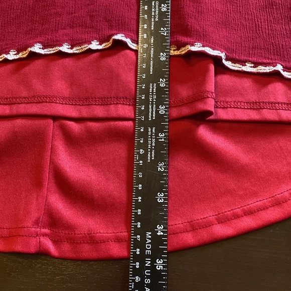 Alya Elegant Dark Red Embroidered Sleeveless Halter Dress. Tie back. Size XS. - Picture 10 of 11